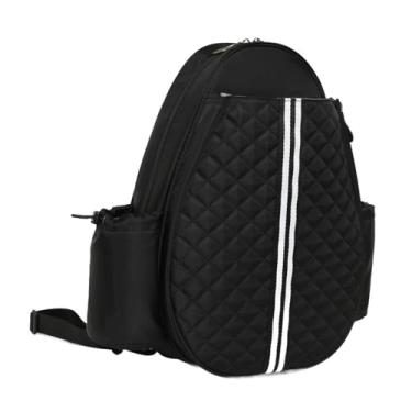 Imagem de Vaveren Bolsa para raquete de badminton, bolsa para tênis, mochila transversal resistente à água, mochila acolchoada para tênis e academias de badminton, Preto