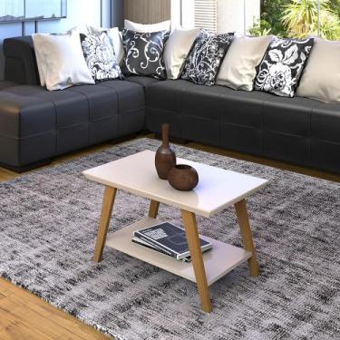 Imagem de Mesa de Centro Mônaco Base de Madeira Tampo MDF 25mm Maciço Off White 