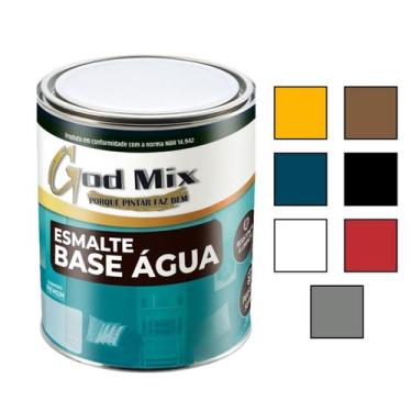 Imagem de Tinta Esmalte Base D'Água 900ml Cores Madeira Porta Metal Ferro Azulej