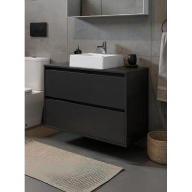 Imagem de Gabinete para Banheiro com Cuba 80cm Mdf Dubai - On Móveis, Grafite