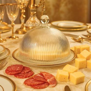 Imagem de Porta Queijo Borda Dourado Graffiato Queijeira Em Vidro - Haüskraft