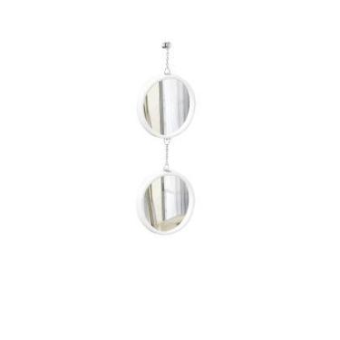 Imagem de Espelho Decorativo Duplo Branco Alça Corrente 20 cm e 20 cm Redondo - 