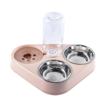 Imagem de KiBcsLic Alimentador automático para animais de estimação, alimentador para gatos, tigela portátil para cães, tigela removível, Rosa