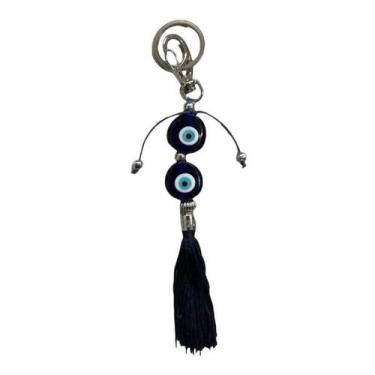 Imagem de Chaveiro Olho Grego Duplo Murano ul Pompom - Meta Atacado