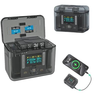 Imagem de Coyktonty Carregador rápido de bateria para Insta360 AcePro2/AcePro, carregamento simultâneo de 2 baterias, suporta carregamento rápido com compartimento para cartão SD Misro (não inclui pilhas)