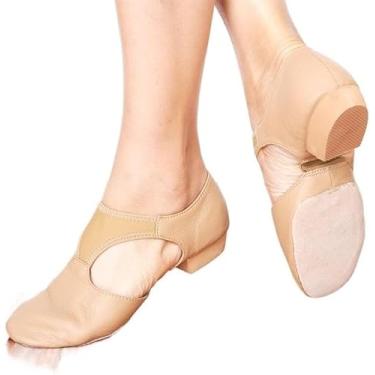 Imagem de Sapatos De Balé De Couro Genuíno Stretch Arch Grecian Sandals Jazz Dance Shoes Mulheres Ballet Jazzy Dancing Professor Sneaker Sandals Excercise Gym Para Mulheres Crianças Adultos, Tan, 42