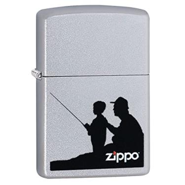 Imagem de Zippo Isqueiro - Dad Fishing Father and Son Satin Chrome Isqueiro à prova de vento #Z5087