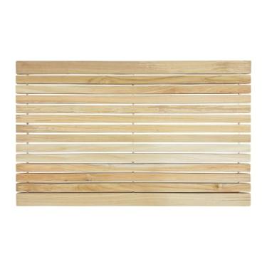 Imagem de Tapete de madeira de teca sólida nórdica - uso interno e externo - plataforma de madeira antiderrapante para sauna, piscina, decoração e protetor de piso de banheira de hidromassagem (acabamento