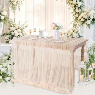 Imagem de Tecido de tule pérola champanhe 6 jardas boho renda rústica para vestido de noiva, véu, casamento, chá de panela, aniversário, artesanato