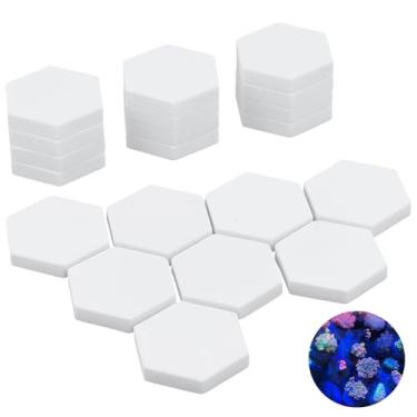 Imagem de NBEADS 28 peças de base de tampões de fragmentos de coral de cerâmica, suporte de fragmentos hexagonais, suporte de coral para fragmentos de aquário, branco, 38 x 3,8 cm