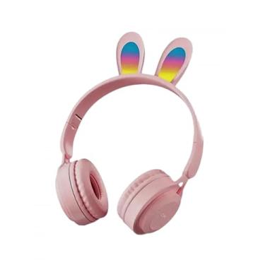 Imagem de Fone de Ouvido Headphone Bluetooth Sem Fio Orelha de Coelho, Bateria 300mA, 20 Hz-20KHz, Azul, Preto, Branco, Rosa (Rosa)