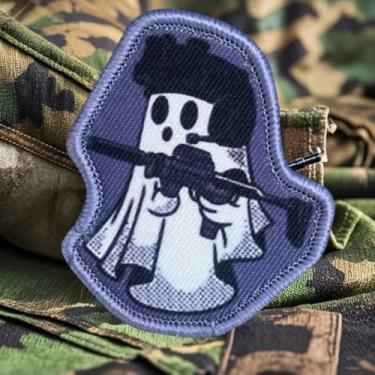 Imagem de Adesivo Ghost Squad, 1 peça de adesivos engraçados de meme, patch tático de moral militar com suporte de gancho, acessórios fofos de aplique para mochilas, coletes, jaquetas, jeans, chapéus