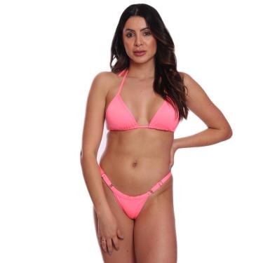 Imagem de Biquíni Conjunto Regulagem Cortinha Bojo Fio Duplo FMF Rosa-Feminino