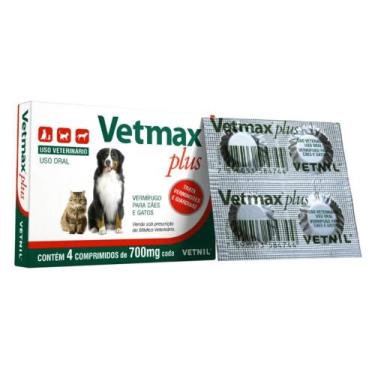 Imagem de Vermífugo Vetmax Plus com 4 Comprimidos - Vetnil