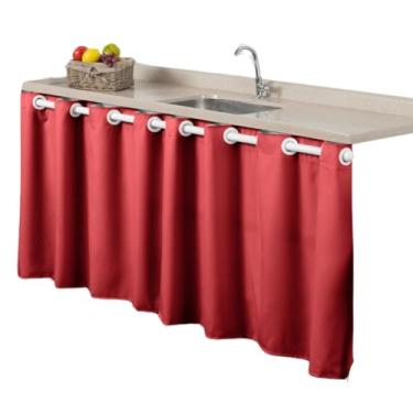 Imagem de Cortina Oxford para Sala e Quarto, 2,80M x 1,70M, Tecido Liso 100% Poliéster, 18 Ilhós, Cor Lisa (VERMELHO)