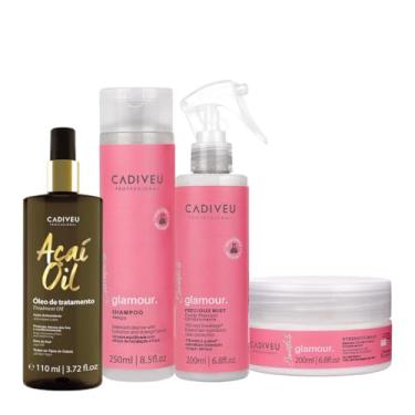 Imagem de Kit Cadiveu Professional Essentials Glamour Shampoo Máscara Fluido e Açaí Oil 110 (4 produtos)