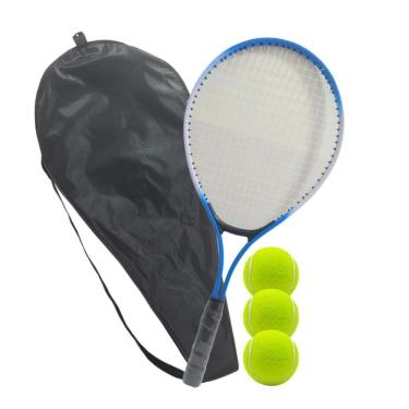 Imagem de Raquete Tênis De Quadra Azul Semi  + 3 Bolinhas