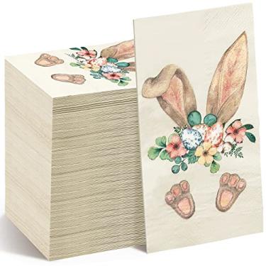 Imagem de 100 peças de guardanapos de hóspedes de Páscoa, papel toalha de mão, descartáveis, lembrancinhas de festa, guardanapo de aniversário, coelho, primavera, floral, ovos, academia, mesa, jantar, banheiro, decoração