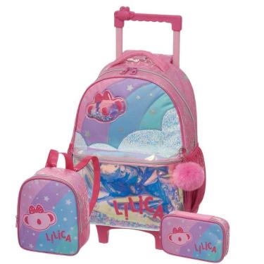 Imagem de Kit Mochila Roda Lilica Ripilica Arco Íris Lancheira Estojo