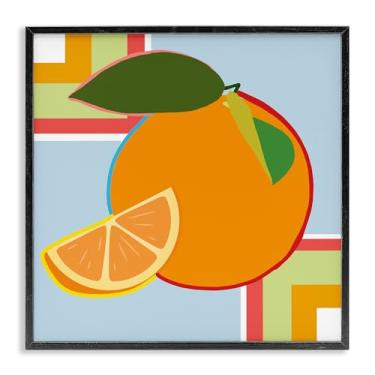 Imagem de Stupell Industries Arte giclée emoldurada geométrica laranja fruta preta, design por Daniela Santiago, 61 x 61 cm