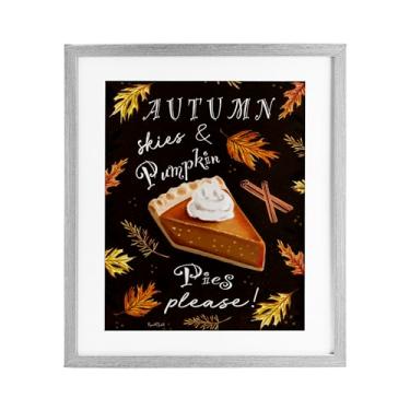 Imagem de Stupell Industries Autumn Skies & Pumpkin Pies Impressão emoldurada cinza sob vidro, design por Elizabeth Tyndall, 40,6 x 33,5 cm