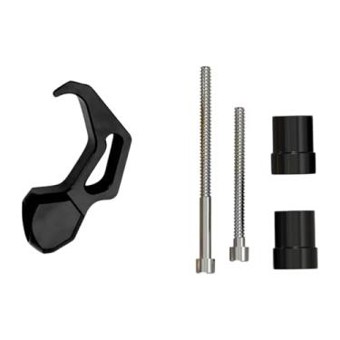Imagem de QccHieUs Ganchos dianteiros para motocicleta, ganchos de liga de alumínio resistentes e fáceis de instalar para scooters elétricos, para suporte de capacete, Preto
