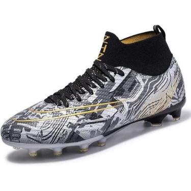Imagem de Tênis de futebol masculinos de futebol com pontas longas, couro e borr