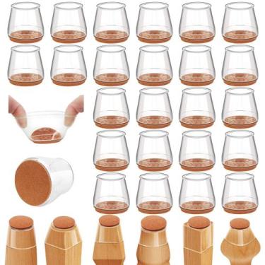 Imagem de Protetores de chão para pernas de cadeira Joeyrras Silicone Clear 36 u