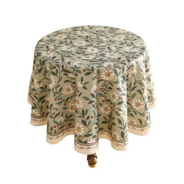 Imagem de Toalha de mesa ISAENNE Designer verde de linho pequena redonda 140 cm
