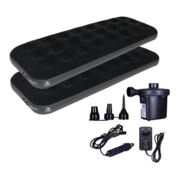 Imagem de Kit 2 Colchões Inflável Solteiro Preto + Bomba Ar Elétrica - BEL