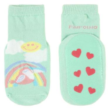 Imagem de Meia Infantil Antiderrapante Bebê Menina Tam. 21 ao 25 Pimpolho, Verde