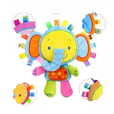 Imagem de Elefante de pelúcia com acessório sensorial para bebês multitexturizados