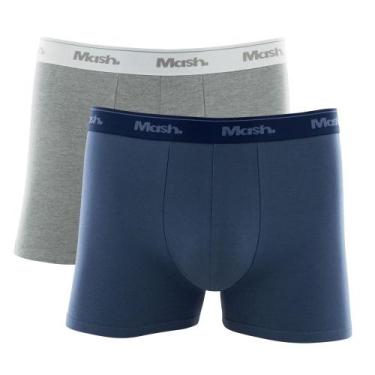 Imagem de Kit/2 Cueca Boxer Mash 110.04 Masculina Basic Algodão T. P/GG, GG, Az2
