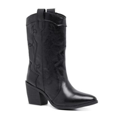 Imagem de Bota Western Texana Feminina Merana Couro Preta Cano Médio TR17000P-Feminino