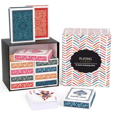 Imagem de Timenued Playing Cards 12 Pack,Decks of Cards,Poker Cards Set,Standard Playing Cards Bulk with 6 Unique Colors,Card Games for Adults and Family,Suitable for Bridge,Nertz,Camping,Travel,Go Fish…