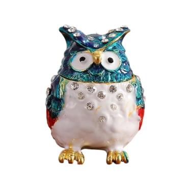 Imagem de UxicRuya Caixa de joias, porta-joias, estátua de animal, anel, colar, organizador de joias, estatueta de para pingentes, brincos, Azul