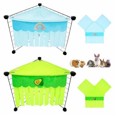 Imagem de VOZRELS 2 peças de esconderijo de porquinho-da-índia, lindo porquinho-da-índia, cortina de 3 lados, brinquedo de rede de coelho e cama de casa para coelho, furão, rato e acessórios de gaiola de