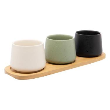 Imagem de Jogo Com 3 Bowls Com Bandeja Lyor De Bambu 31cm X 10cm X 7cm Natural