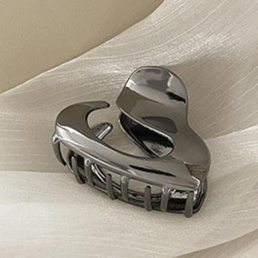 Imagem de Grampo de cabelo feminino de plástico reutilizável com recorte de cabelo pequeno garra de cabelo feminino grampo de cabelo de tubarão (preto claro)