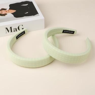 Imagem de Bandanas largas de esponja macia – design acolchoado pastel confortável, ideal para penteados femininos todos os dias