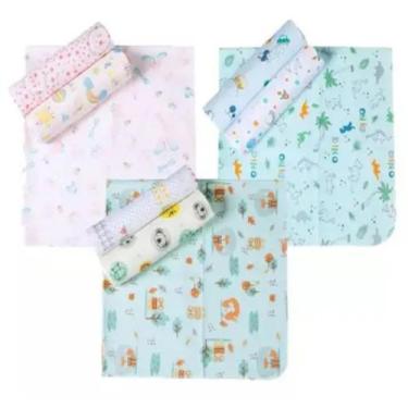 Imagem de Cueiro Papi Algodão Flanelado 80x50 Kit 3 Unidades Bebê, Menina