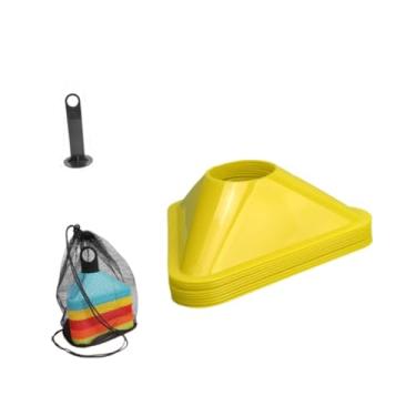 Imagem de Dynwave 10 peças cones triangulares de futebol para treinamento de agilidade, auxiliares de futebol, placa marcadora de campo de para tênis, esportes, Amarelo