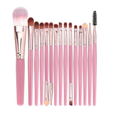 Imagem de Conjunto de pincéis de maquiagem, 15 peças de pincéis de maquiagem para viagem, kit de ferramentas com bolsa de armazenamento para blush, sombra, destaque