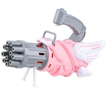 Imagem de Arminha de Bolhas Elétrica Gatling Gun Rosa ou Azul 12 Saídas Automáti