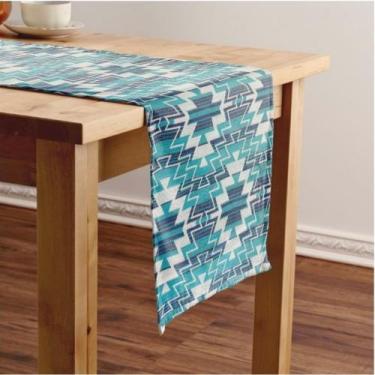 Imagem de Caminho de Mesa Jacquard Tripolli 43x140cm Nilo Azul - Ecaza