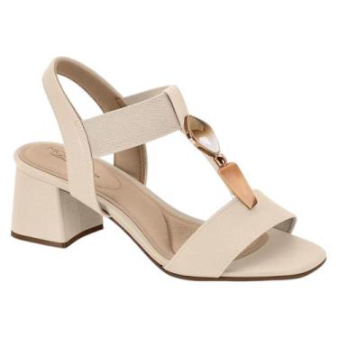 Imagem de Sandália Modare Tiras Elásticas com Pedras Salto Bloco Confortável, Cr
