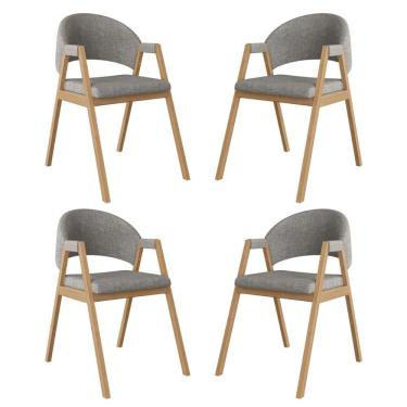 Imagem de Kit 4 Cadeiras Suellen Luxo Reforçada Mesa De Jantar Linho Grafite