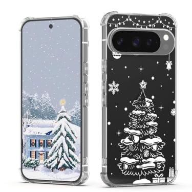 Imagem de XIMIZU Capa de árvore de Natal para Google Pixel 9 Pro XL crianças, floco de neve branco lindo design padrão meninas mulher proteção à prova de choque capa transparente para Google Pixel 9 Pro XL Xmas