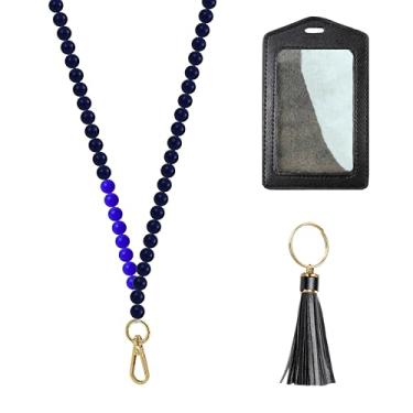 Imagem de Cordão de silicone com contas de designer para crachás de identificação para mulheres, colar de cordão de professor com suporte de identificação