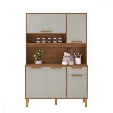 Imagem de Cozinha Compacta Sintra 120 Freijó Com Off White Indekes Freijo Com Off White